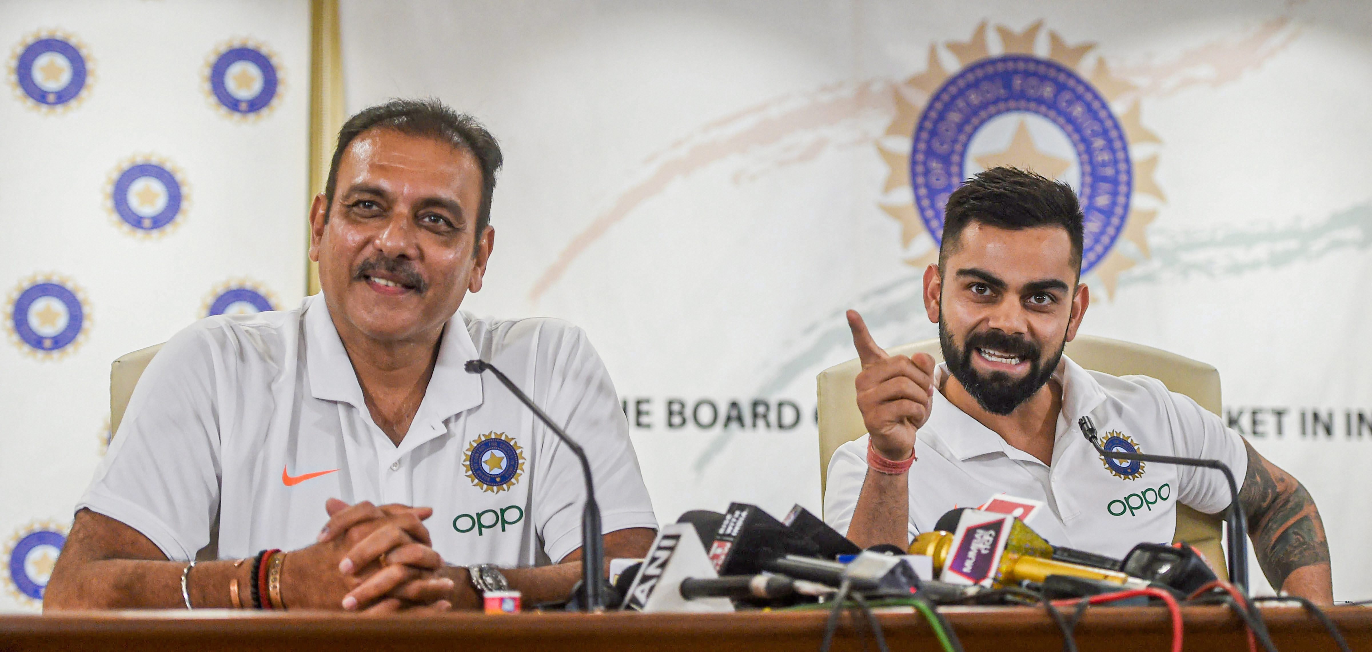 Image result for Coach & Captain addressed Media before leaving for ICC World Cup 2019