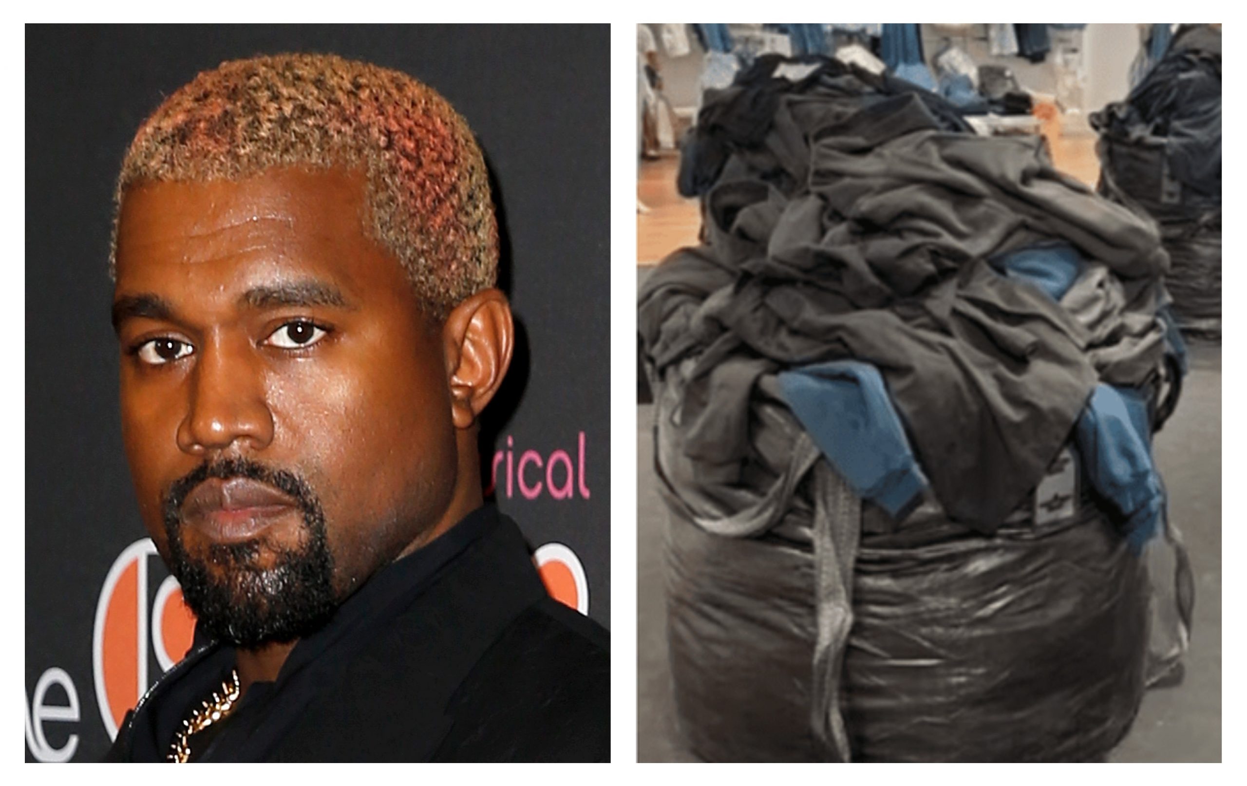 Kanye West trolled online for using trash bags to display new Yeezy Gap